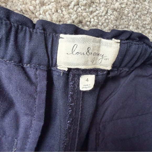 Lou & Grey for Loft Linen Blend Navy Pull on Tapered Pants - Picture 4 of 7